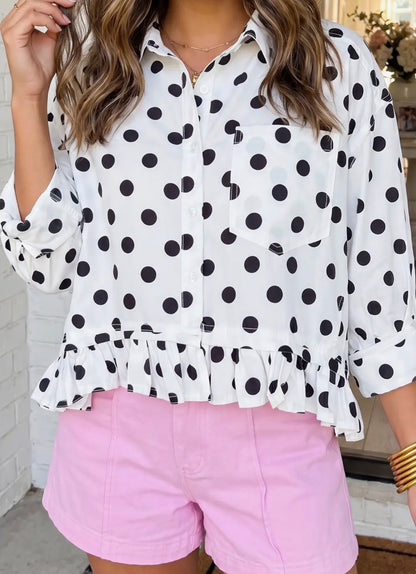Ruffle Peplum Hem Shirt