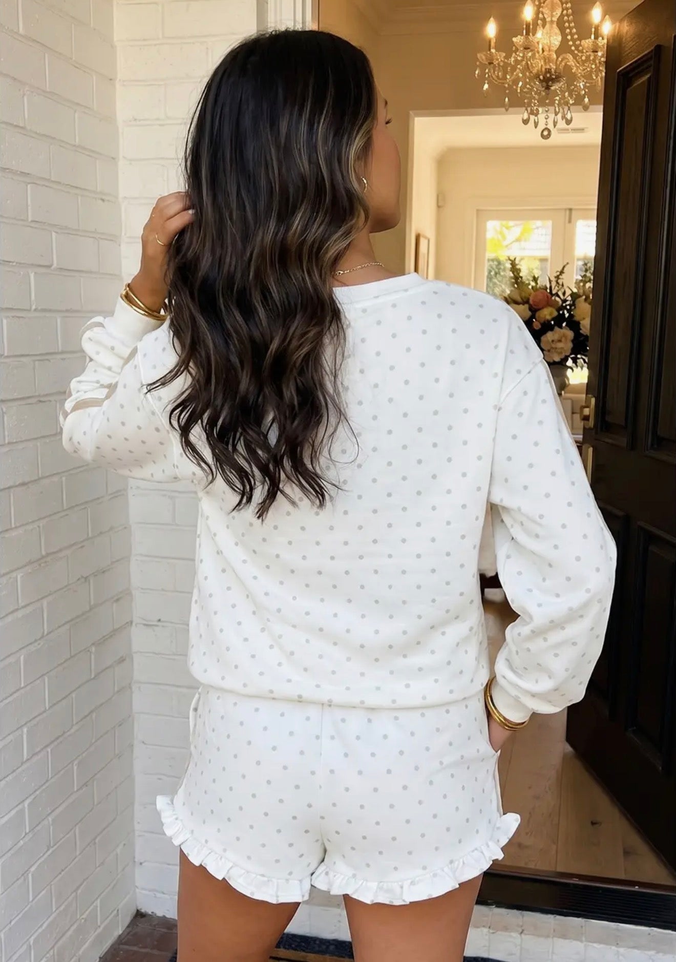 Polka Dot Side Stripe Detail Set