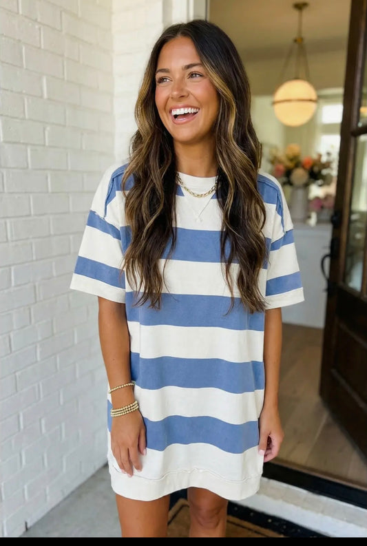 Stripe Raw Seam Dress