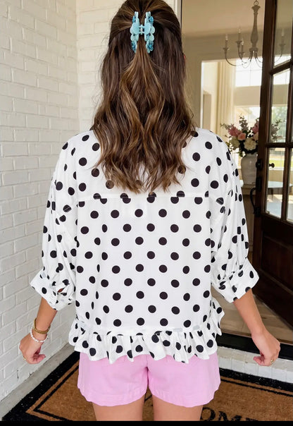 Ruffle Peplum Hem Shirt