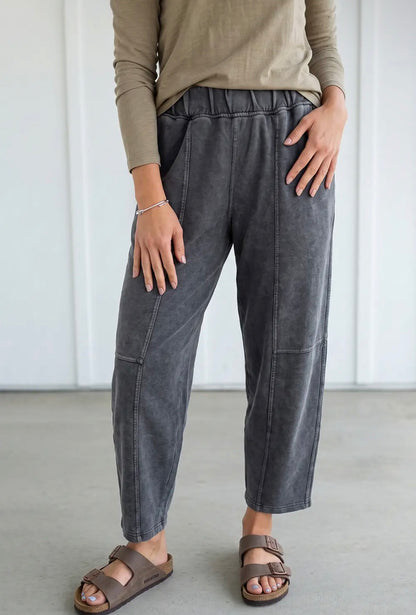 Mineral Wash Barrel Leg Pants