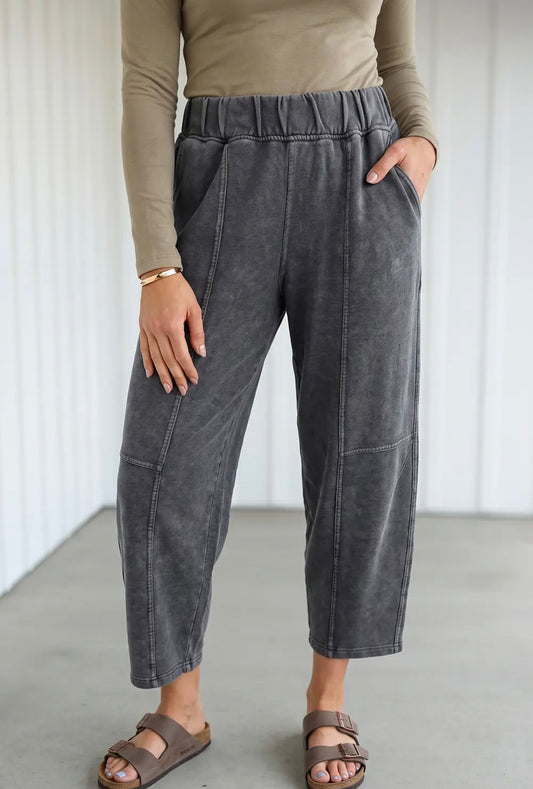 Mineral Wash Barrel Leg Pants