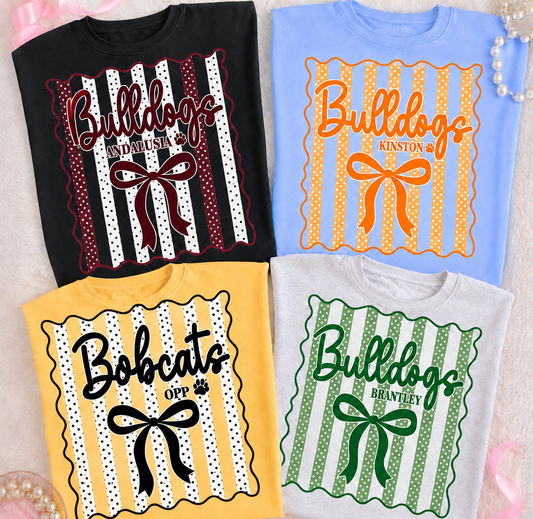 Mascot Bow + Stripe Tees
