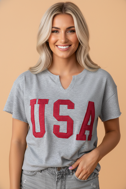 USA Patch Lettering Tee