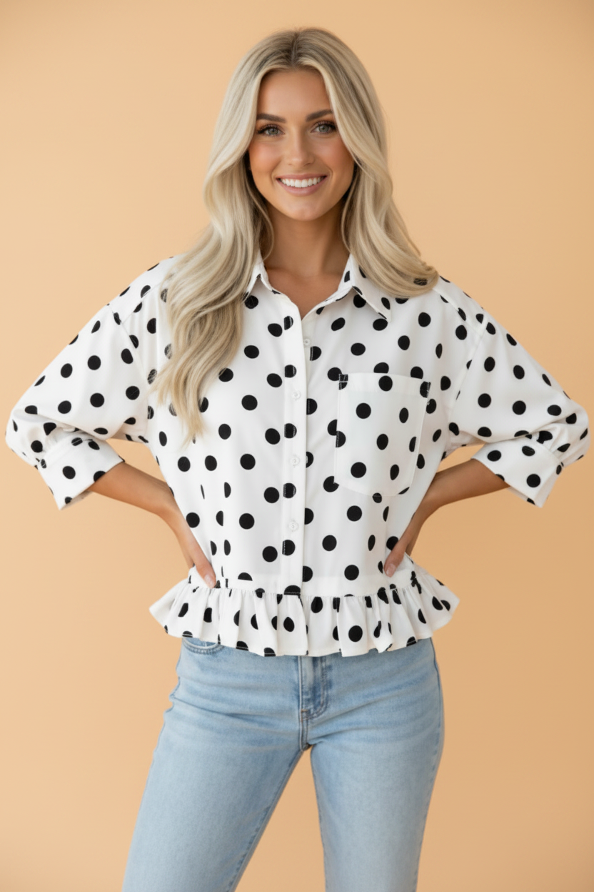 Ruffle Peplum Hem Shirt