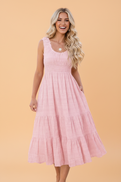 Shirred Pleated Dress