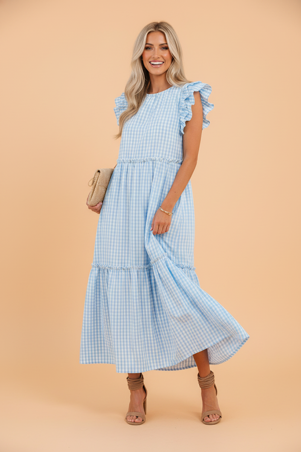 Gingham Knot Back Dress
