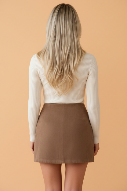 Asymmetric Buttoned Wrap Skirt