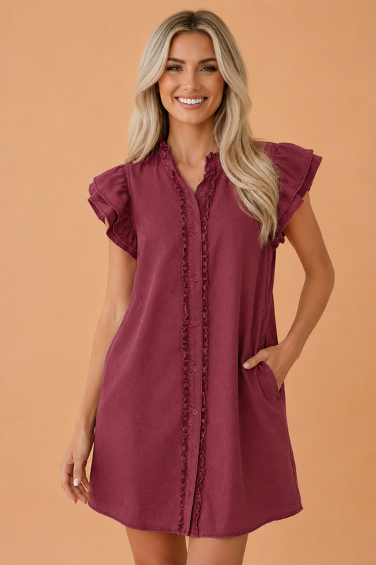 Solid Denim Dress