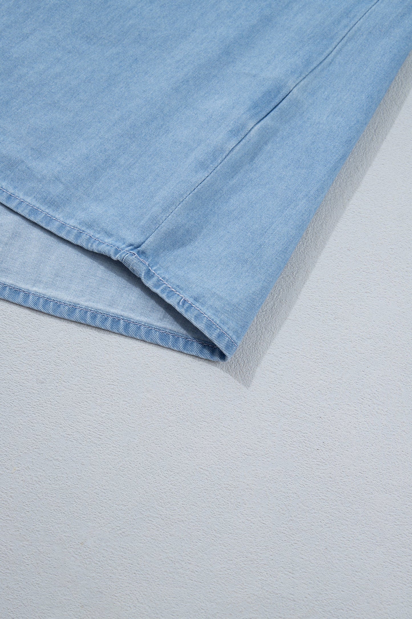 Chambray Ruffle Sleeve Blouse