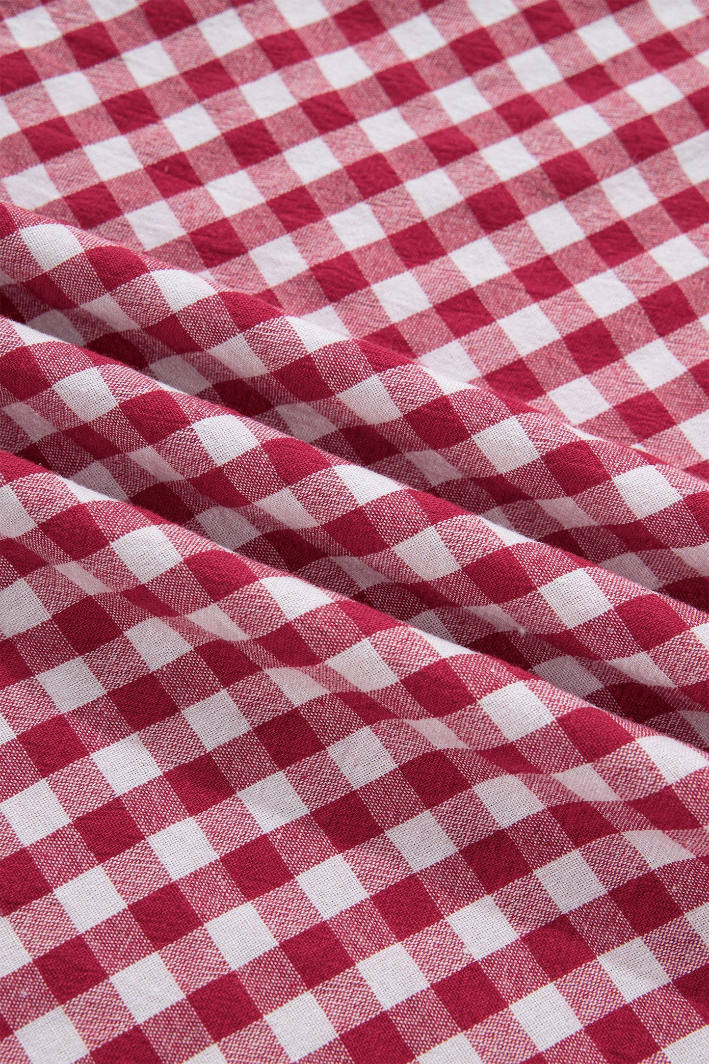 Gingham Half Zip Collared Blouse