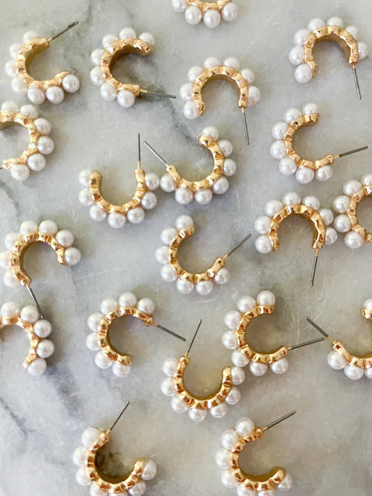 Petite Pearl hoop Earrings - Brookhaven Baubles