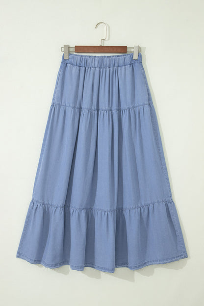 Denim Ruffle Skirt