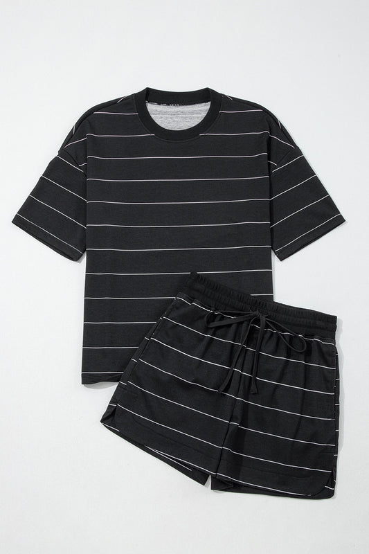 Black Stripe Short Set