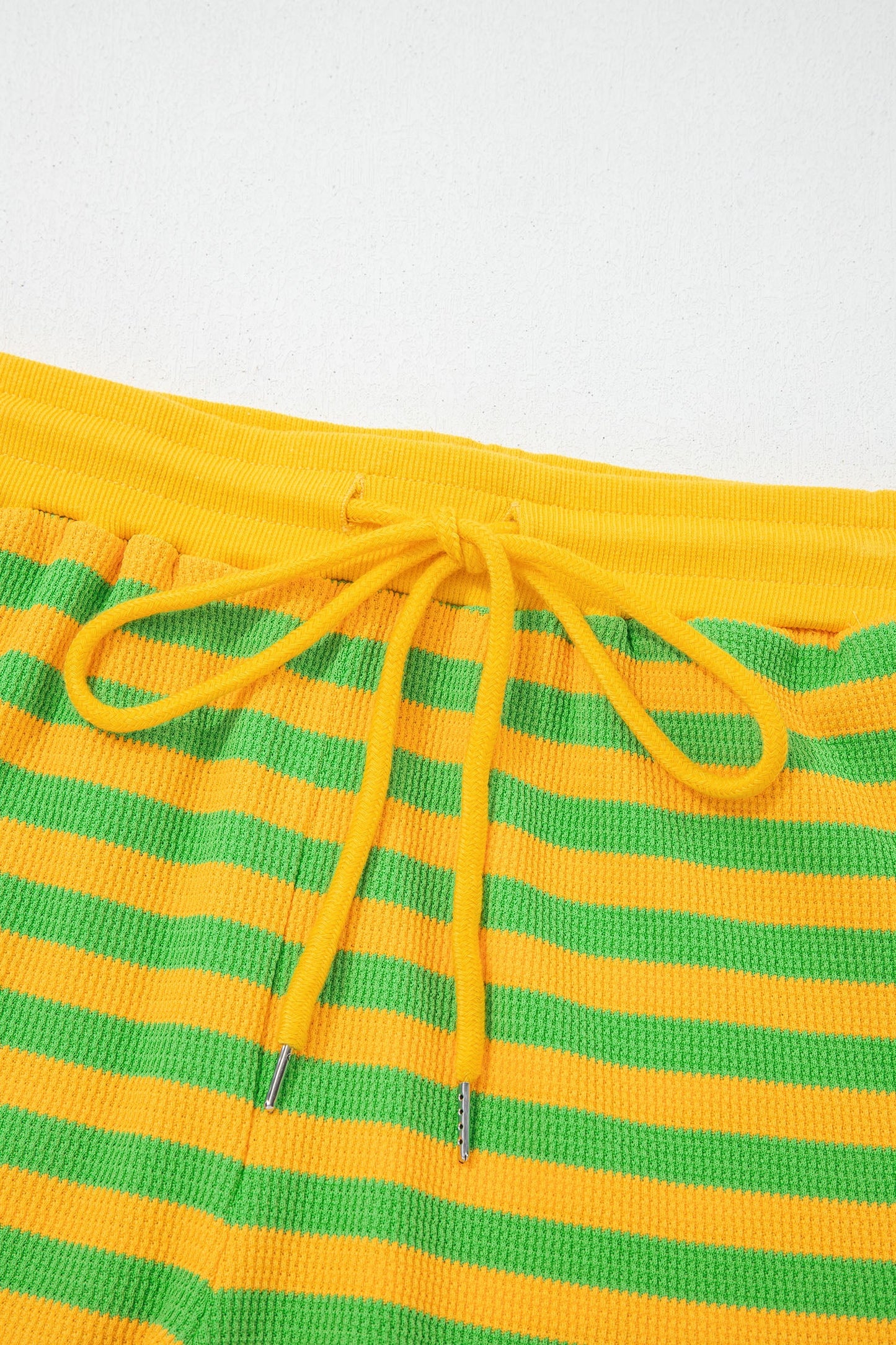 Stripe Puff Sleeve Shorts Set