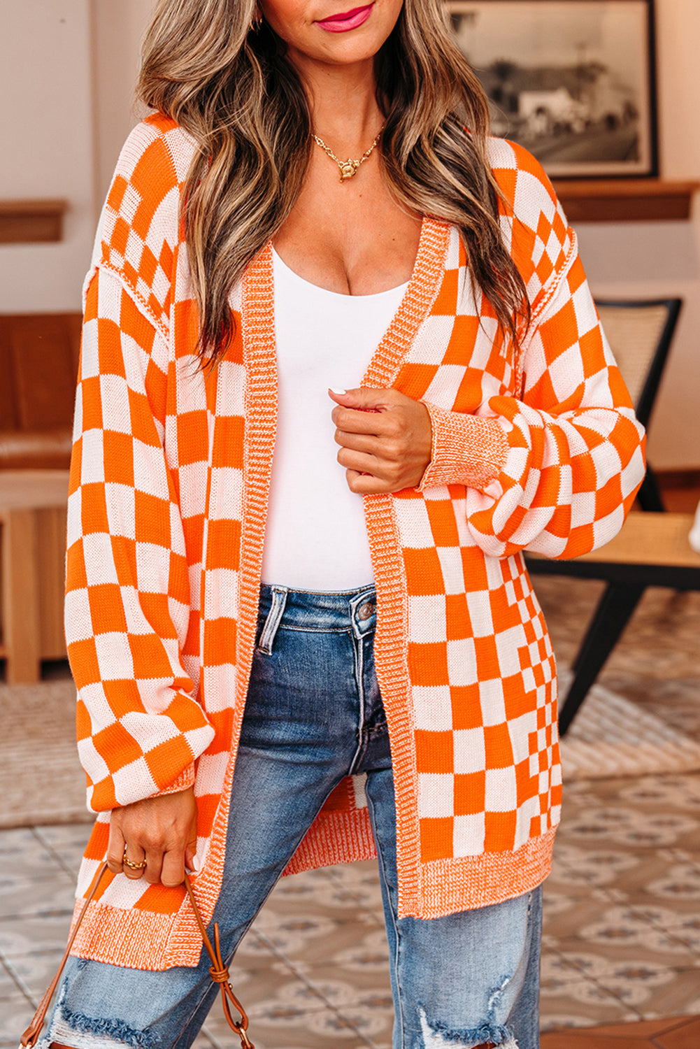 Checker Cardigan