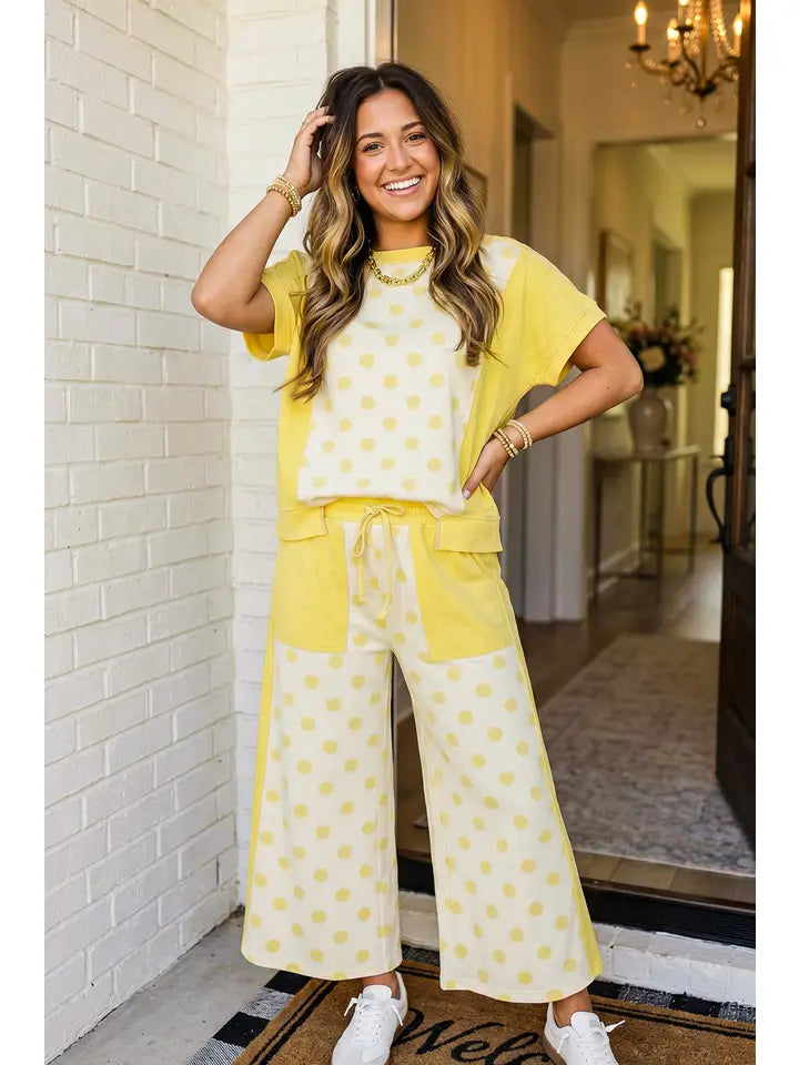 Patchwork Wide Leg Pant Set