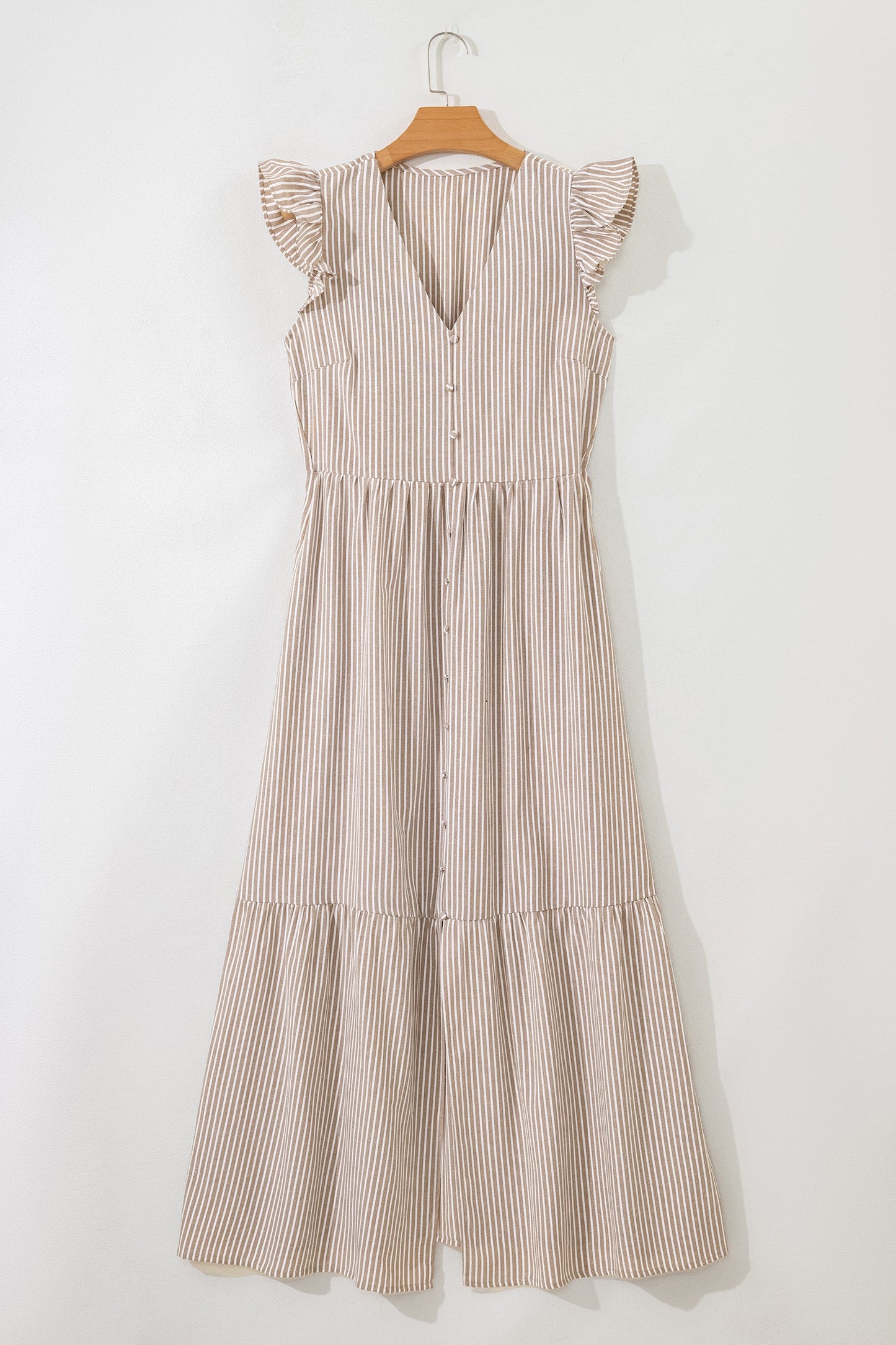 Buttoned V-Neck Maxi Dress