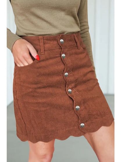 Corduroy Scalloped Skirt
