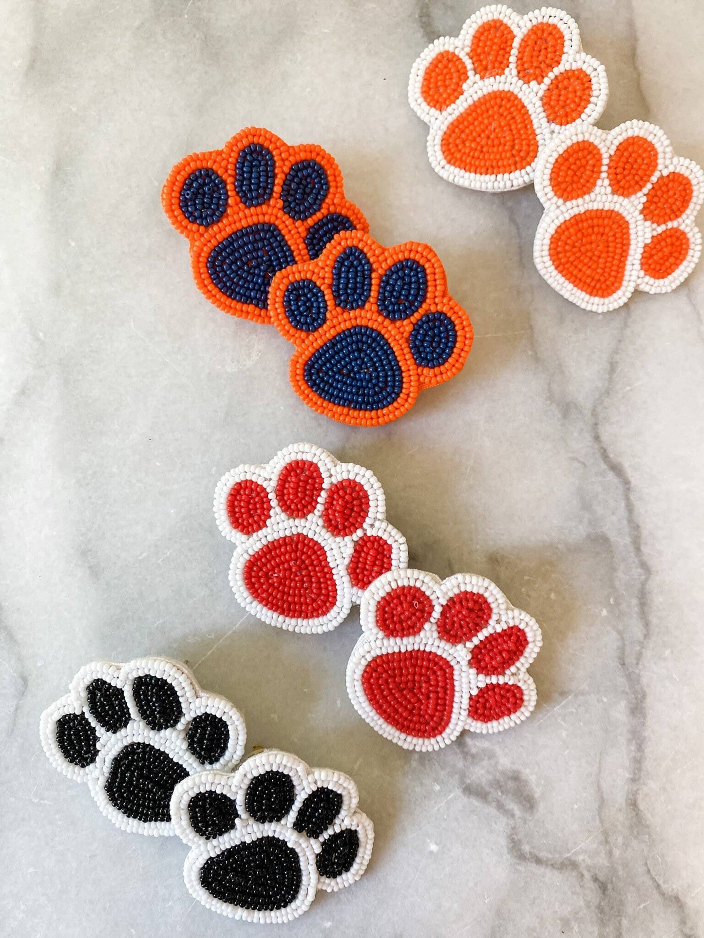 Black & White Paw Beaded Statement Earrings