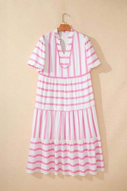 Plus Size Stripe Tiered Dress