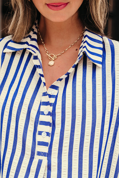 Stripe Buttoned Pocket Dress