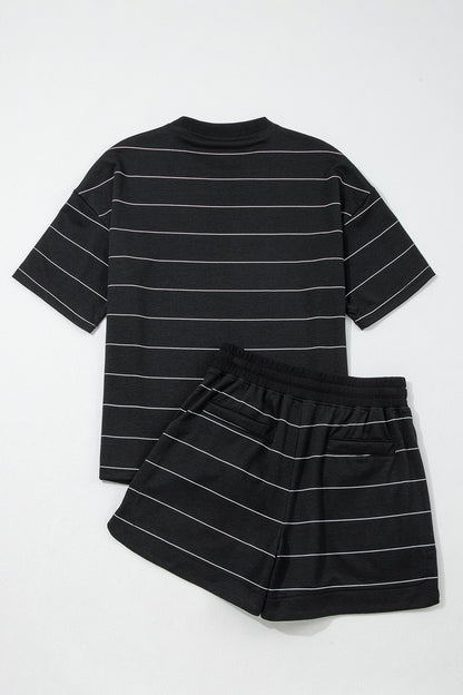 Black Stripe Short Set