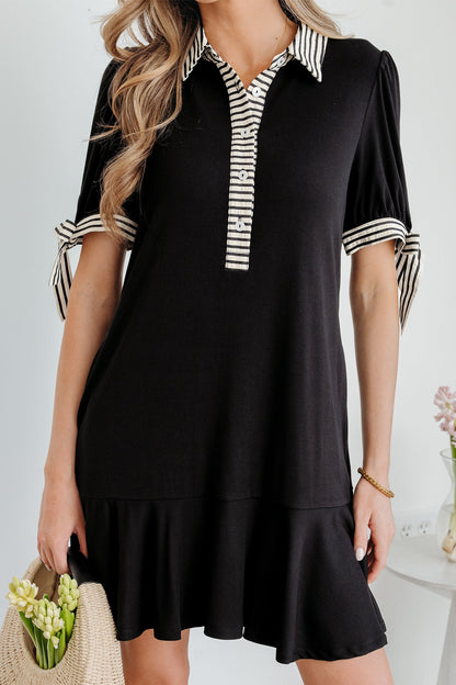 Stripe Polo Collar Dress