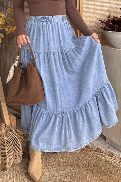 Denim Ruffle Skirt