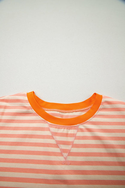Plus Size Stripe T-Shirt & Drawstring Shorts Set