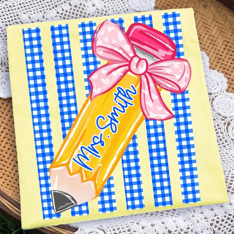 Gingham Striped Custom Name