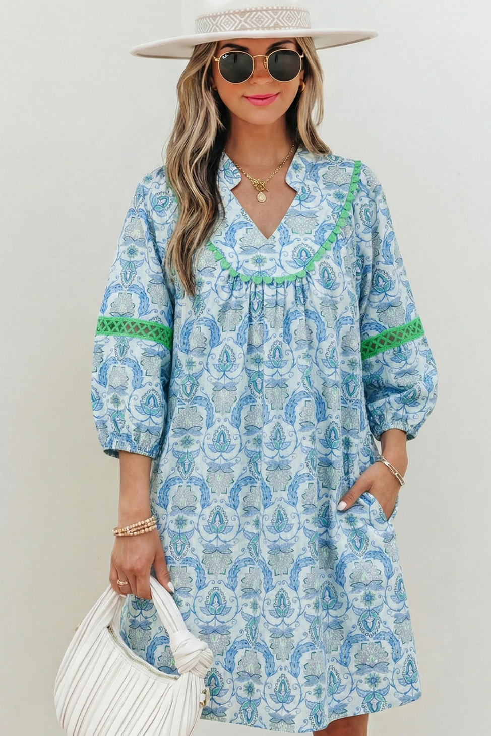 Paisley Sleeve Mini Dress