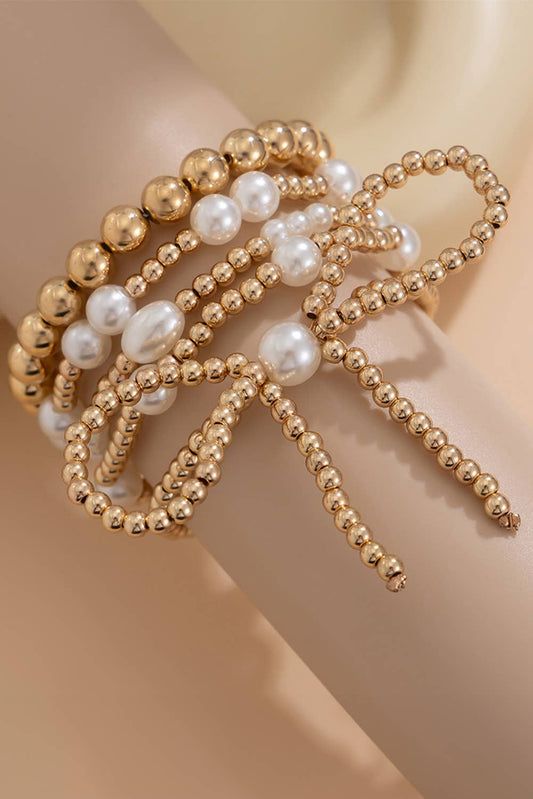 Bow Knot Pearl Beaded Multi Layered Bracelets—each bracelet sold individually